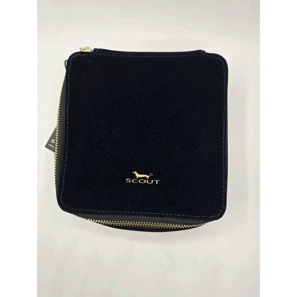 Scout Bags Perfect Gem Square Jewelry Case Zipper Navy Velvet W/ 3 Extra Pouches - Picture 2 of 11
